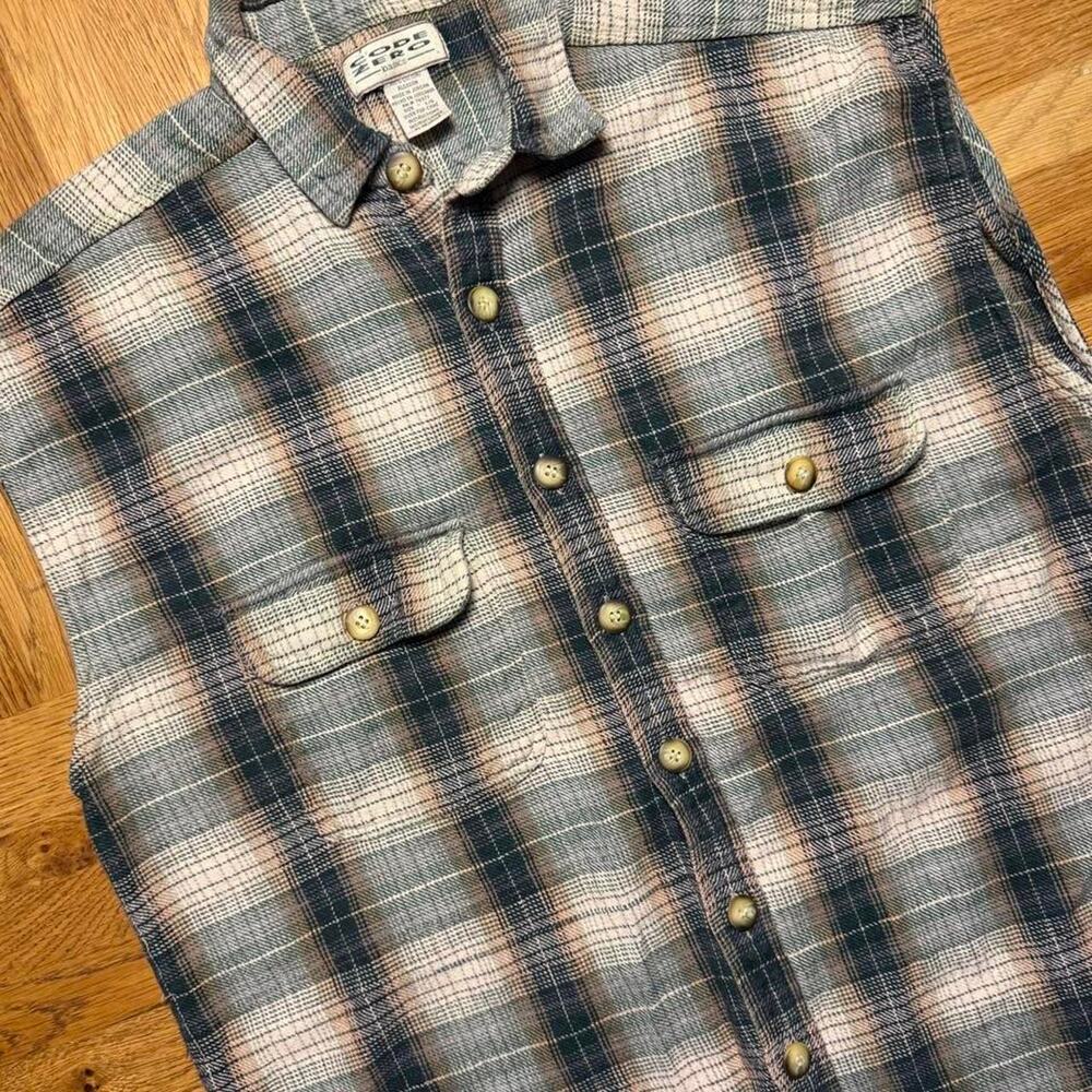 Code Zero Basics Plaid Sleeveless Flannel Shirt Vest Large